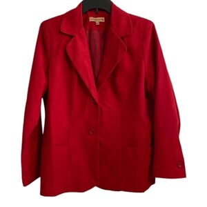 Notations Women's Blazer, Faux Suede, Dark Red, Size L